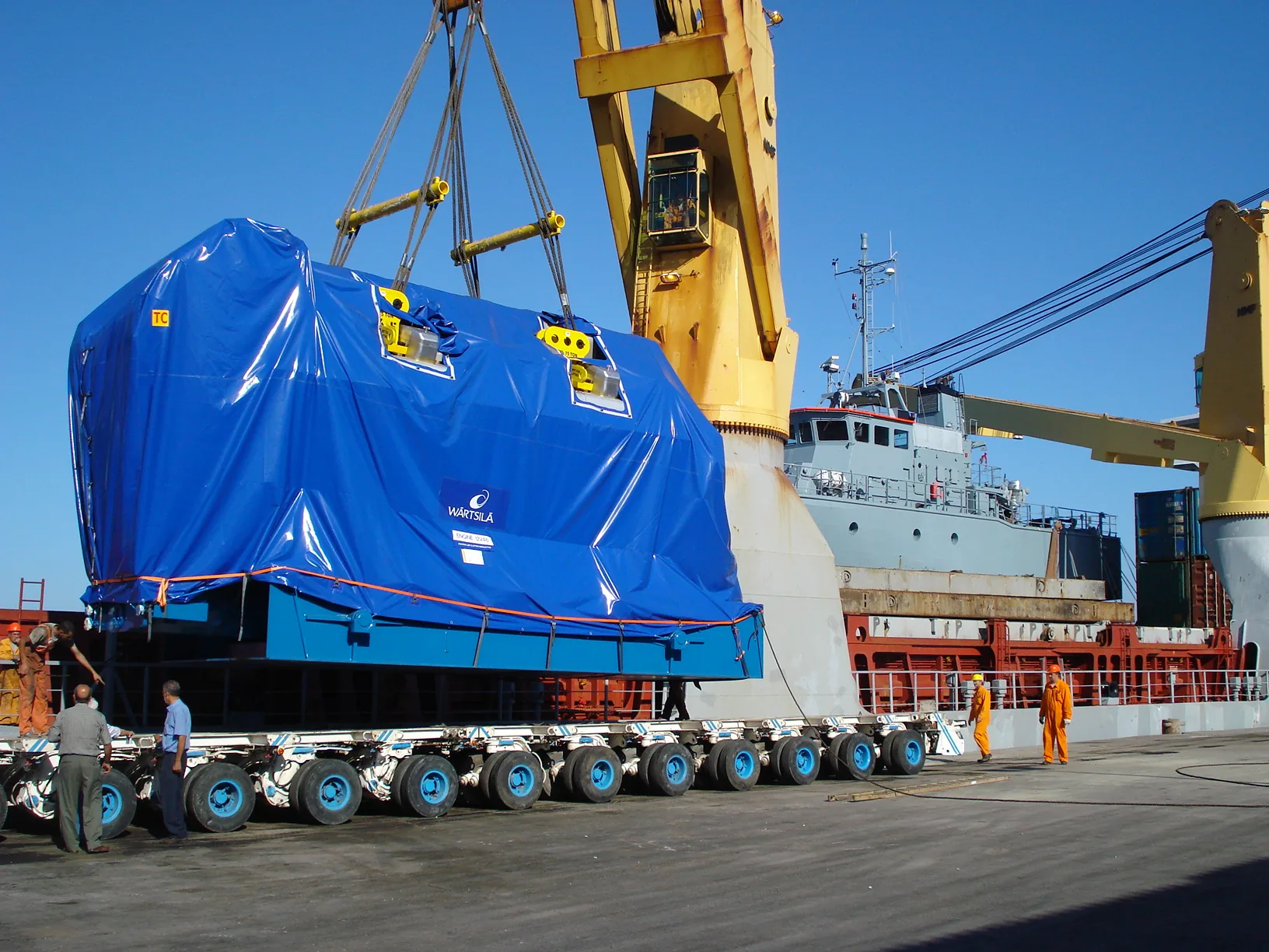 Covered project cargo at quayside