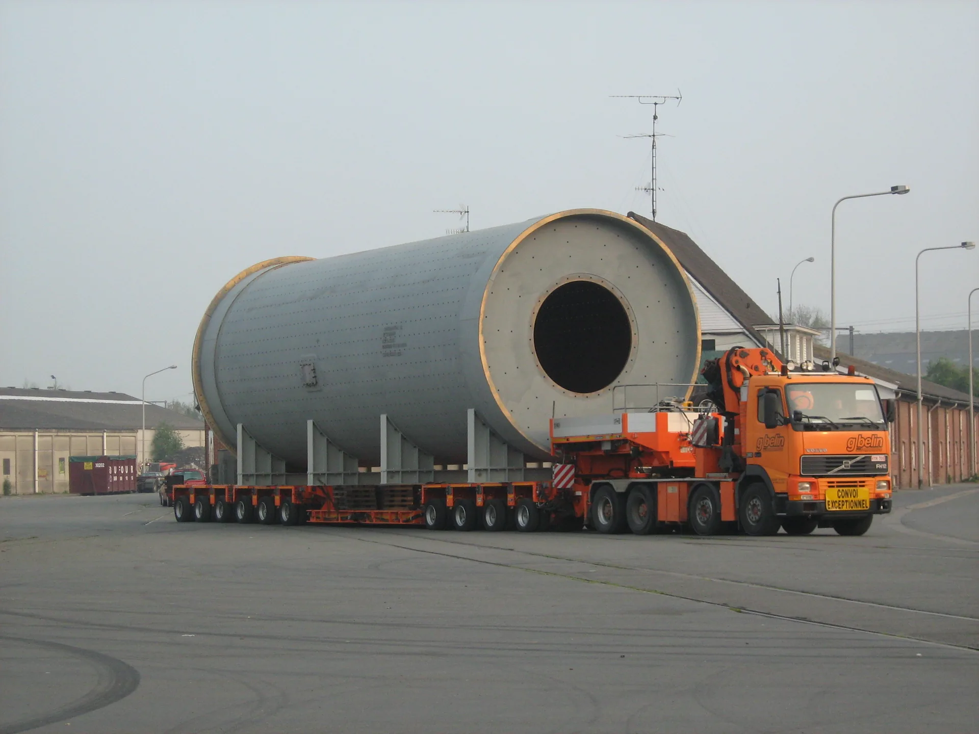 Oversized industrial drum road transportation